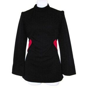 1960s vintage mod top black red shirt size small medium futuristic